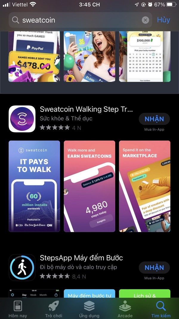 Sweatcoin app nhận được nhiều đánh giá tốt từ người dùng